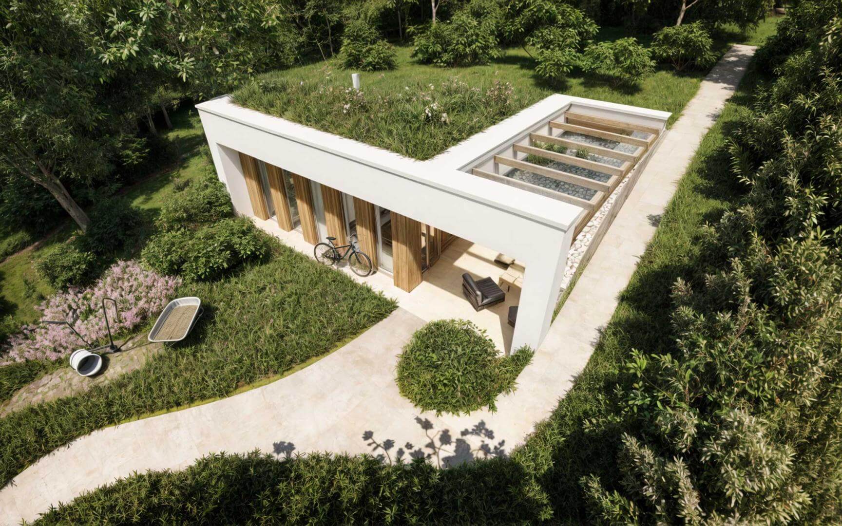 green roof, slope site, talpahouse, rooftop garden
