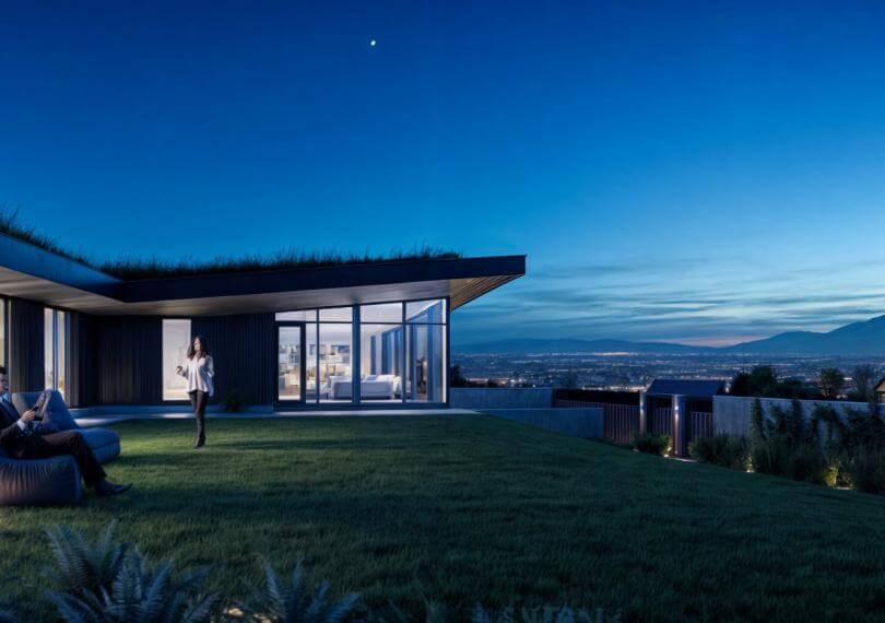 Evening view of the underground house